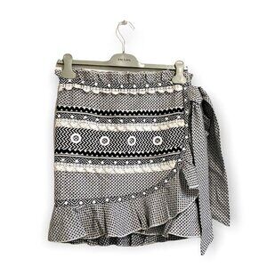Dodo Bar Or Abigail Wrap Mini Skirt in black‎ and white,  size M